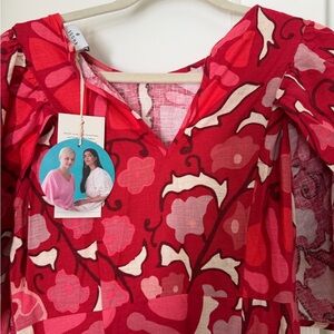 Rhode for Target Red Floral V-Neck Dress